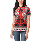 Aotearoa Iwi Ngapuhi Women Polo Shirt Maori Wharenui House Tribal Pattern