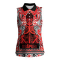 Aotearoa Iwi Ngapuhi Women Sleeveless Polo Shirt Maori Wharenui House Tribal Pattern