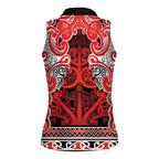 Aotearoa Iwi Ngapuhi Women Sleeveless Polo Shirt Maori Wharenui House Tribal Pattern