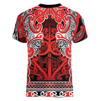 Aotearoa Iwi Ngapuhi Women V-Neck T-Shirt Maori Wharenui House Tribal Pattern