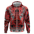 Aotearoa Iwi Ngapuhi Zip Hoodie Maori Wharenui House Tribal Pattern