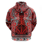 Aotearoa Iwi Ngapuhi Zip Hoodie Maori Wharenui House Tribal Pattern