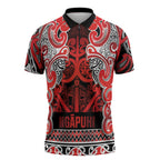 Aotearoa Iwi Ngapuhi Zipper Polo Shirt Maori Wharenui House Tribal Pattern