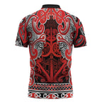 Aotearoa Iwi Ngapuhi Zipper Polo Shirt Maori Wharenui House Tribal Pattern
