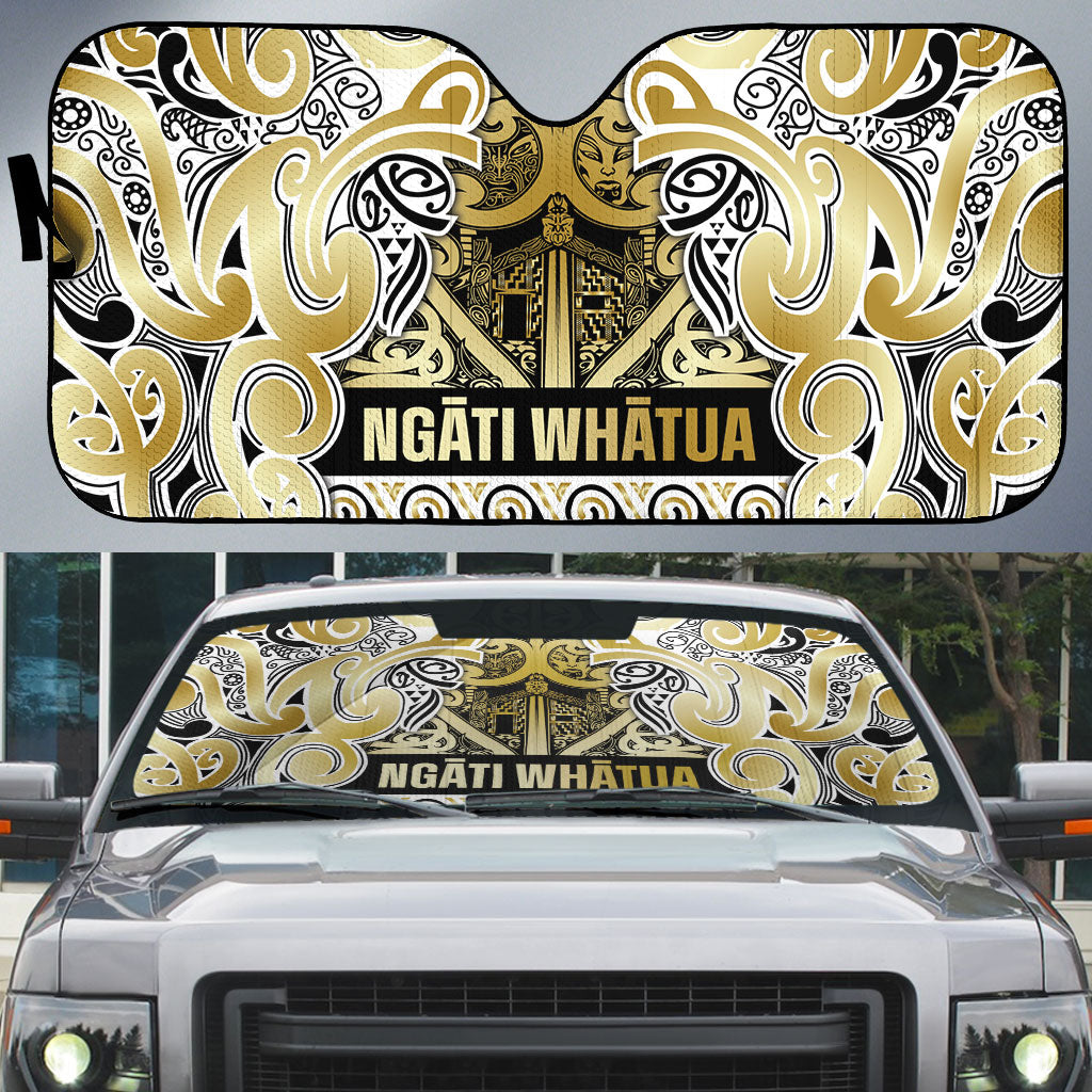 Aotearoa Iwi Ngati Whatua Auto Sun Shade Maori Wharenui House Tribal Pattern