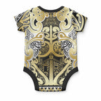 Aotearoa Iwi Ngati Whatua Baby Onesie Maori Wharenui House Tribal Pattern