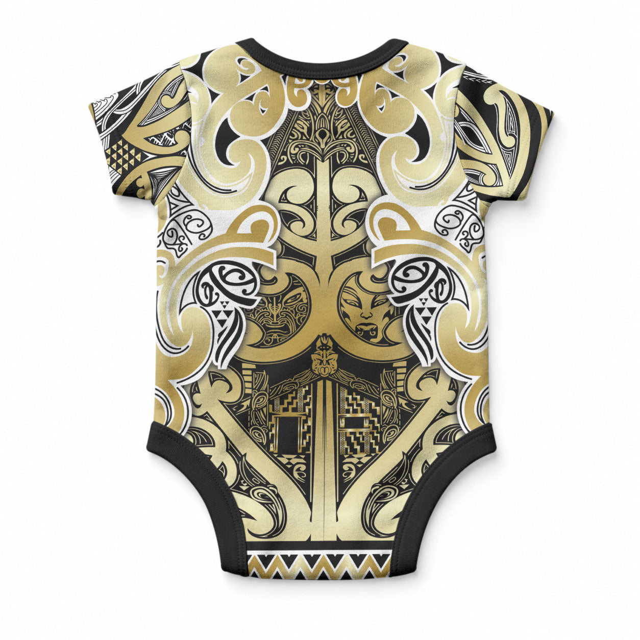 Aotearoa Iwi Ngati Whatua Baby Onesie Maori Wharenui House Tribal Pattern