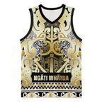 Aotearoa Iwi Ngati Whatua Basketball Jersey Maori Wharenui House Tribal Pattern