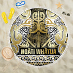 Aotearoa Iwi Ngati Whatua Beach Blanket Maori Wharenui House Tribal Pattern