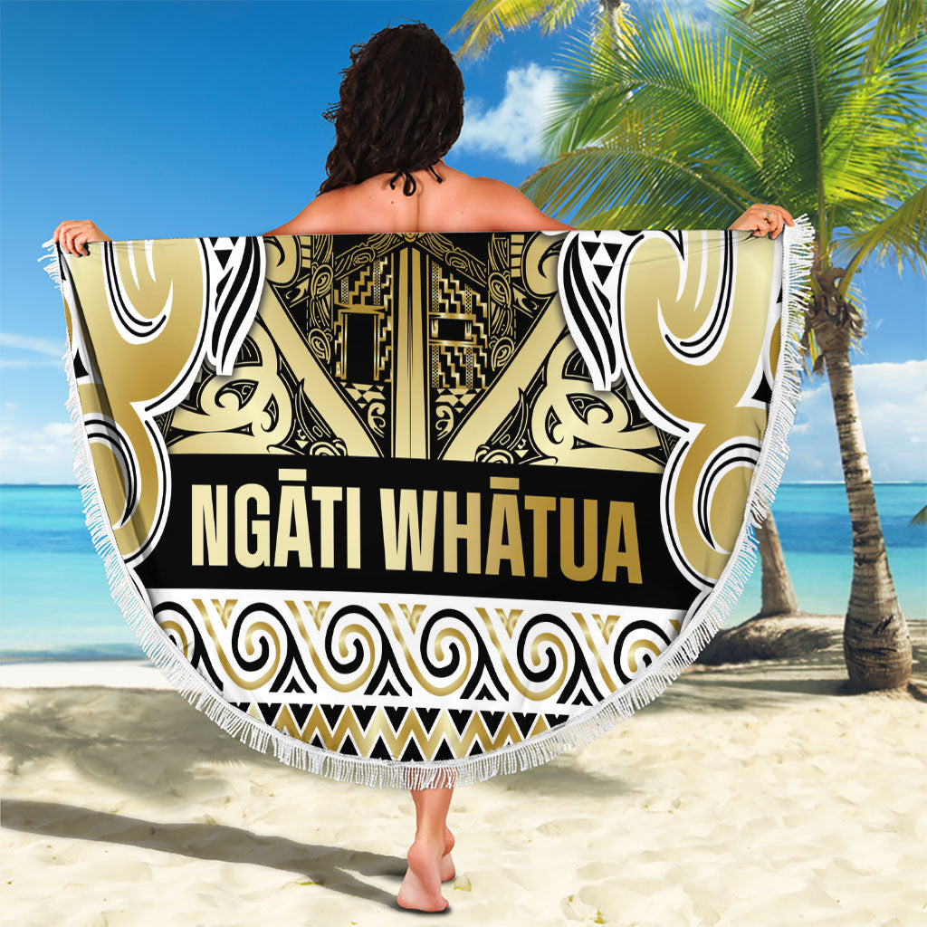 Aotearoa Iwi Ngati Whatua Beach Blanket Maori Wharenui House Tribal Pattern
