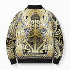 Aotearoa Iwi Ngati Whatua Bomber Puffer Jacket Maori Wharenui House Tribal Pattern