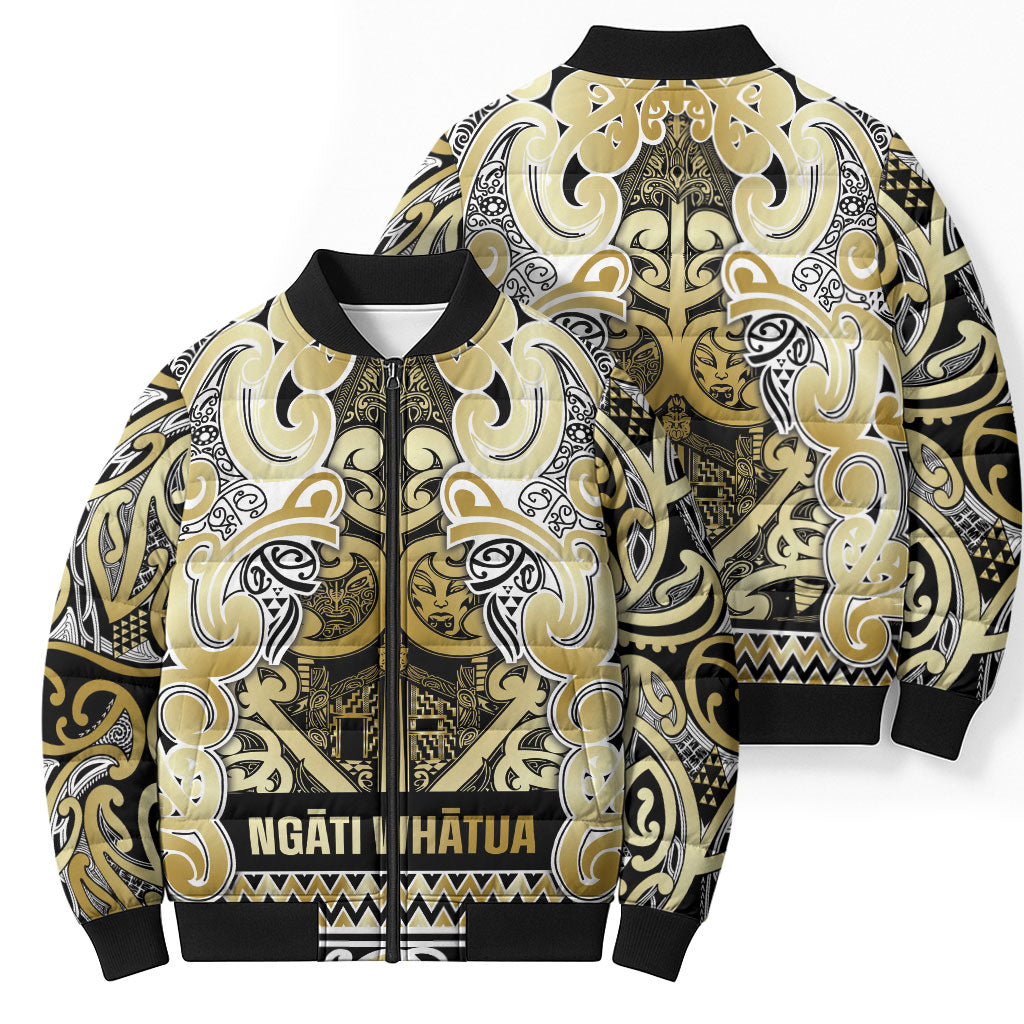 Aotearoa Iwi Ngati Whatua Bomber Puffer Jacket Maori Wharenui House Tribal Pattern