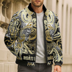 Aotearoa Iwi Ngati Whatua Bomber Puffer Jacket Maori Wharenui House Tribal Pattern