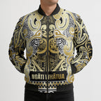 Aotearoa Iwi Ngati Whatua Bomber Puffer Jacket Maori Wharenui House Tribal Pattern