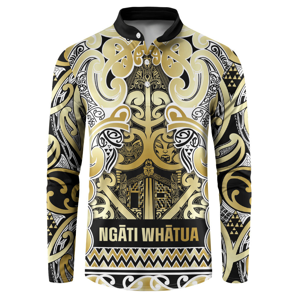 Aotearoa Iwi Ngati Whatua Button Sweatshirt Maori Wharenui House Tribal Pattern
