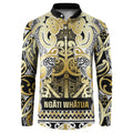 Aotearoa Iwi Ngati Whatua Button Sweatshirt Maori Wharenui House Tribal Pattern