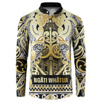 Aotearoa Iwi Ngati Whatua Button Sweatshirt Maori Wharenui House Tribal Pattern