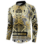 Aotearoa Iwi Ngati Whatua Button Sweatshirt Maori Wharenui House Tribal Pattern