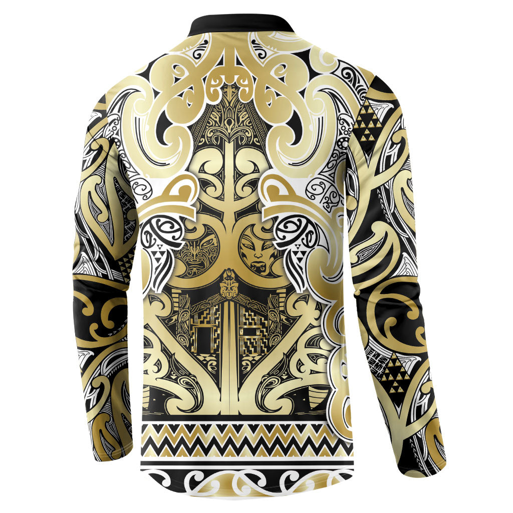 Aotearoa Iwi Ngati Whatua Button Sweatshirt Maori Wharenui House Tribal Pattern