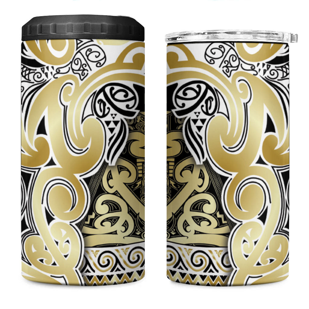Aotearoa Iwi Ngati Whatua 4 in 1 Can Cooler Tumbler Maori Wharenui House Tribal Pattern