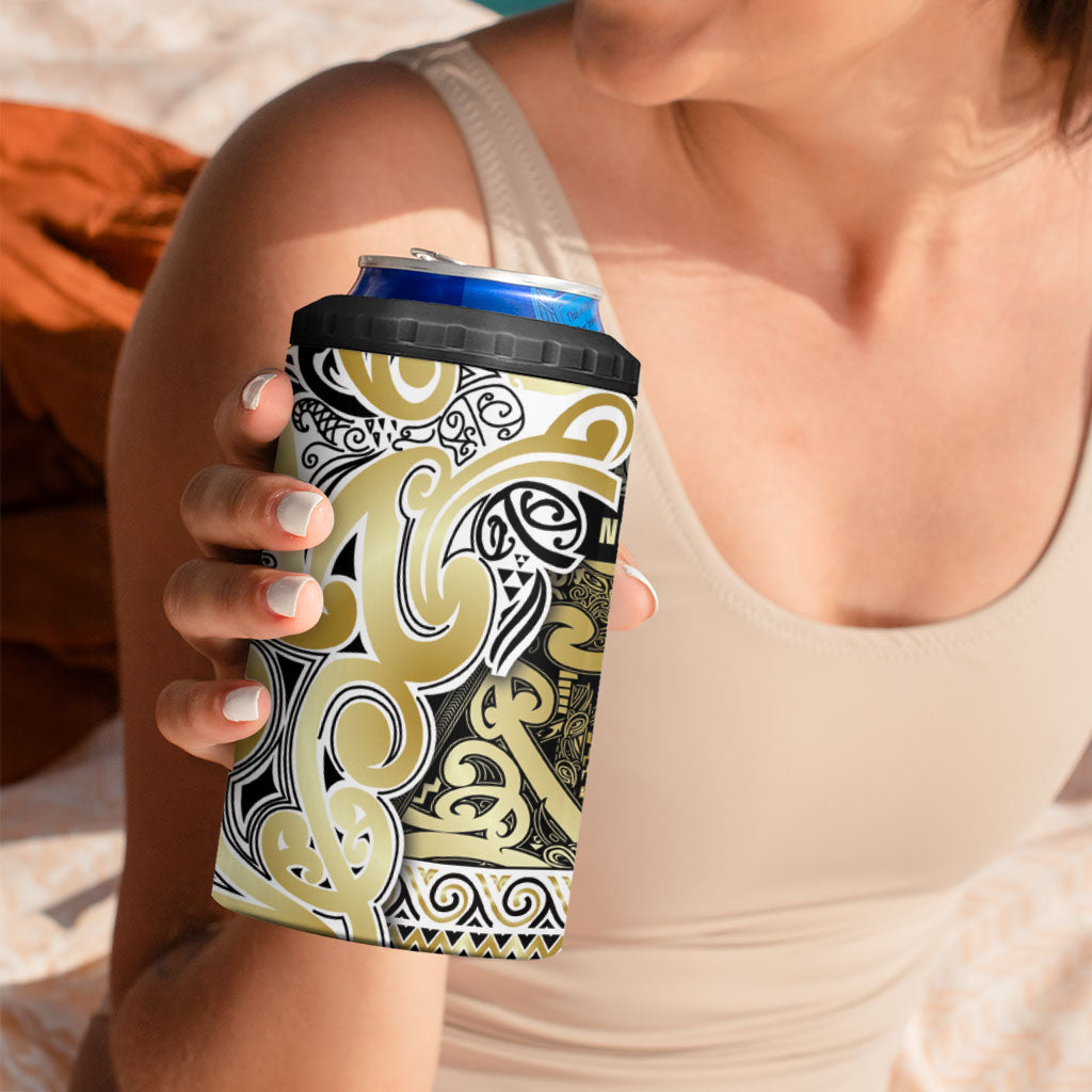 Aotearoa Iwi Ngati Whatua 4 in 1 Can Cooler Tumbler Maori Wharenui House Tribal Pattern
