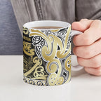 Aotearoa Iwi Ngati Whatua Ceramic Mug Maori Wharenui House Tribal Pattern