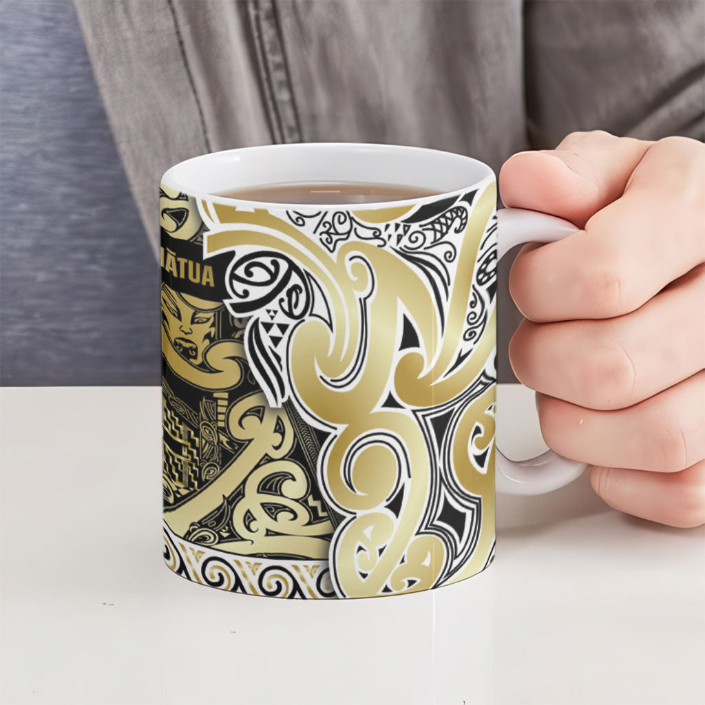 Aotearoa Iwi Ngati Whatua Ceramic Mug Maori Wharenui House Tribal Pattern