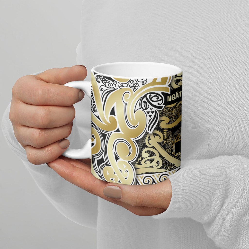 Aotearoa Iwi Ngati Whatua Ceramic Mug Maori Wharenui House Tribal Pattern