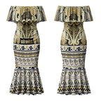 Aotearoa Iwi Ngati Whatua Couples Matching Mermaid Dress and Hawaiian Shirt Maori Wharenui House Tribal Pattern
