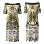 Aotearoa Iwi Ngati Whatua Couples Matching Puletasi and Long Sleeve Button Shirt Maori Wharenui House Tribal Pattern