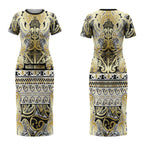 Aotearoa Iwi Ngati Whatua Couples Matching Short Sleeve Bodycon Dress and Long Sleeve Button Shirt Maori Wharenui House Tribal Pattern
