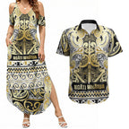 Aotearoa Iwi Ngati Whatua Couples Matching Summer Maxi Dress and Hawaiian Shirt Maori Wharenui House Tribal Pattern