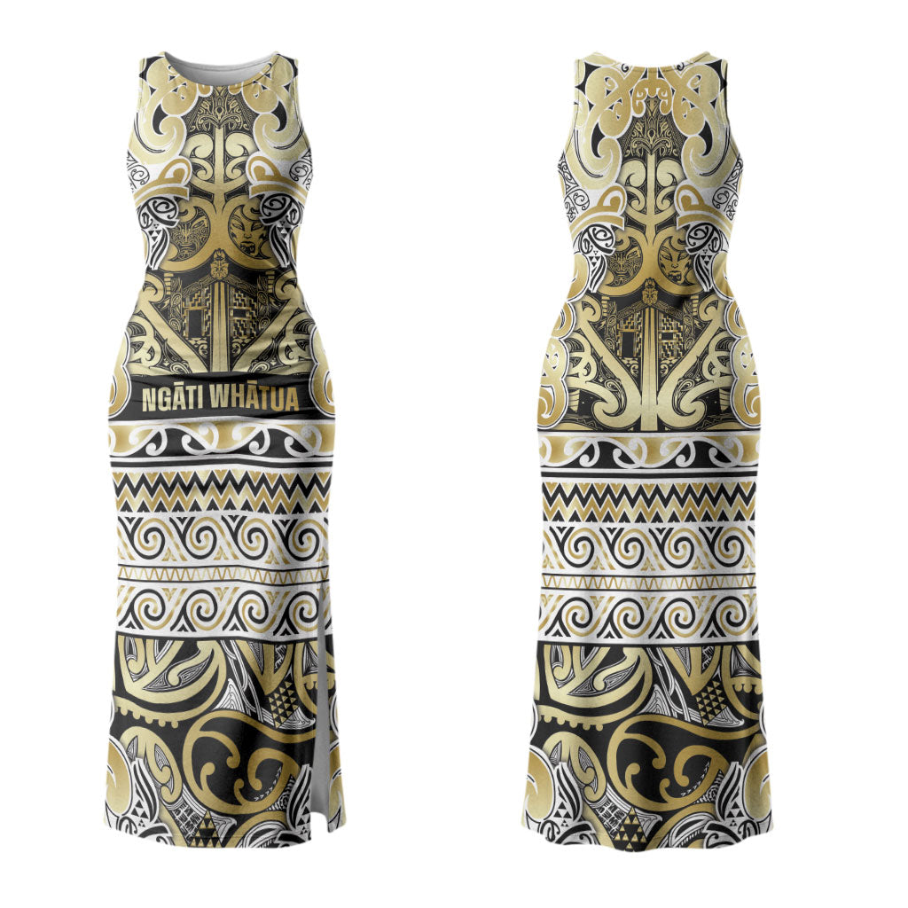 Aotearoa Iwi Ngati Whatua Couples Matching Tank Maxi Dress and Hawaiian Shirt Maori Wharenui House Tribal Pattern