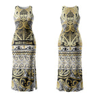 Aotearoa Iwi Ngati Whatua Couples Matching Tank Maxi Dress and Long Sleeve Button Shirt Maori Wharenui House Tribal Pattern