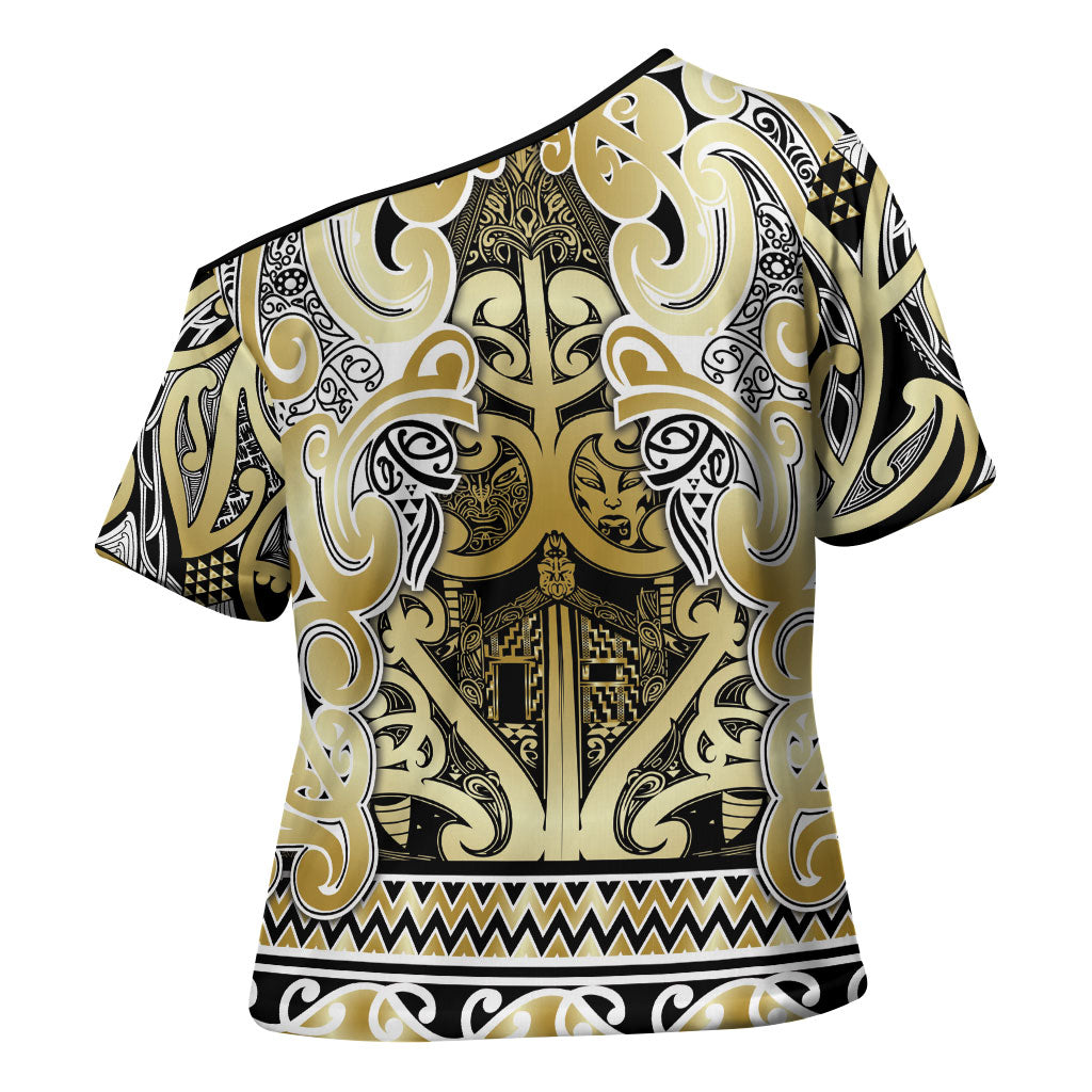 Aotearoa Iwi Ngati Whatua Cross Shoulder Shirt Maori Wharenui House Tribal Pattern