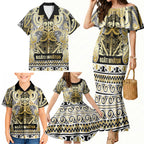 Aotearoa Iwi Ngati Whatua Family Matching Mermaid Dress and Hawaiian Shirt Maori Wharenui House Tribal Pattern