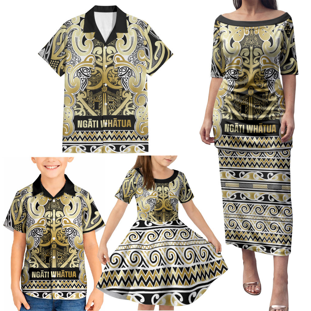Aotearoa Iwi Ngati Whatua Family Matching Puletasi and Hawaiian Shirt Maori Wharenui House Tribal Pattern