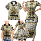 Aotearoa Iwi Ngati Whatua Family Matching Short Sleeve Bodycon Dress and Hawaiian Shirt Maori Wharenui House Tribal Pattern