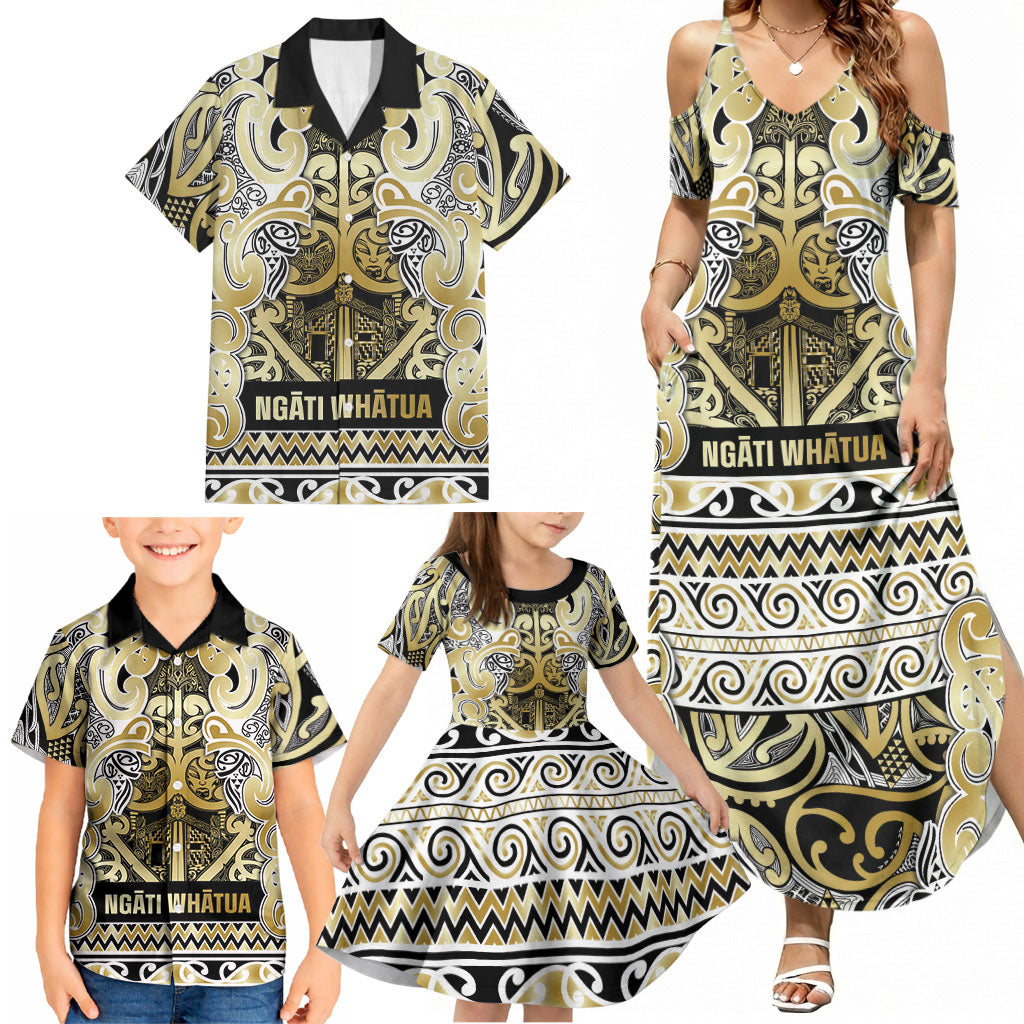 Aotearoa Iwi Ngati Whatua Family Matching Summer Maxi Dress and Hawaiian Shirt Maori Wharenui House Tribal Pattern