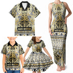 Aotearoa Iwi Ngati Whatua Family Matching Tank Maxi Dress and Hawaiian Shirt Maori Wharenui House Tribal Pattern