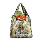 Aotearoa Iwi Ngati Whatua Grocery Bag Maori Wharenui House Tribal Pattern
