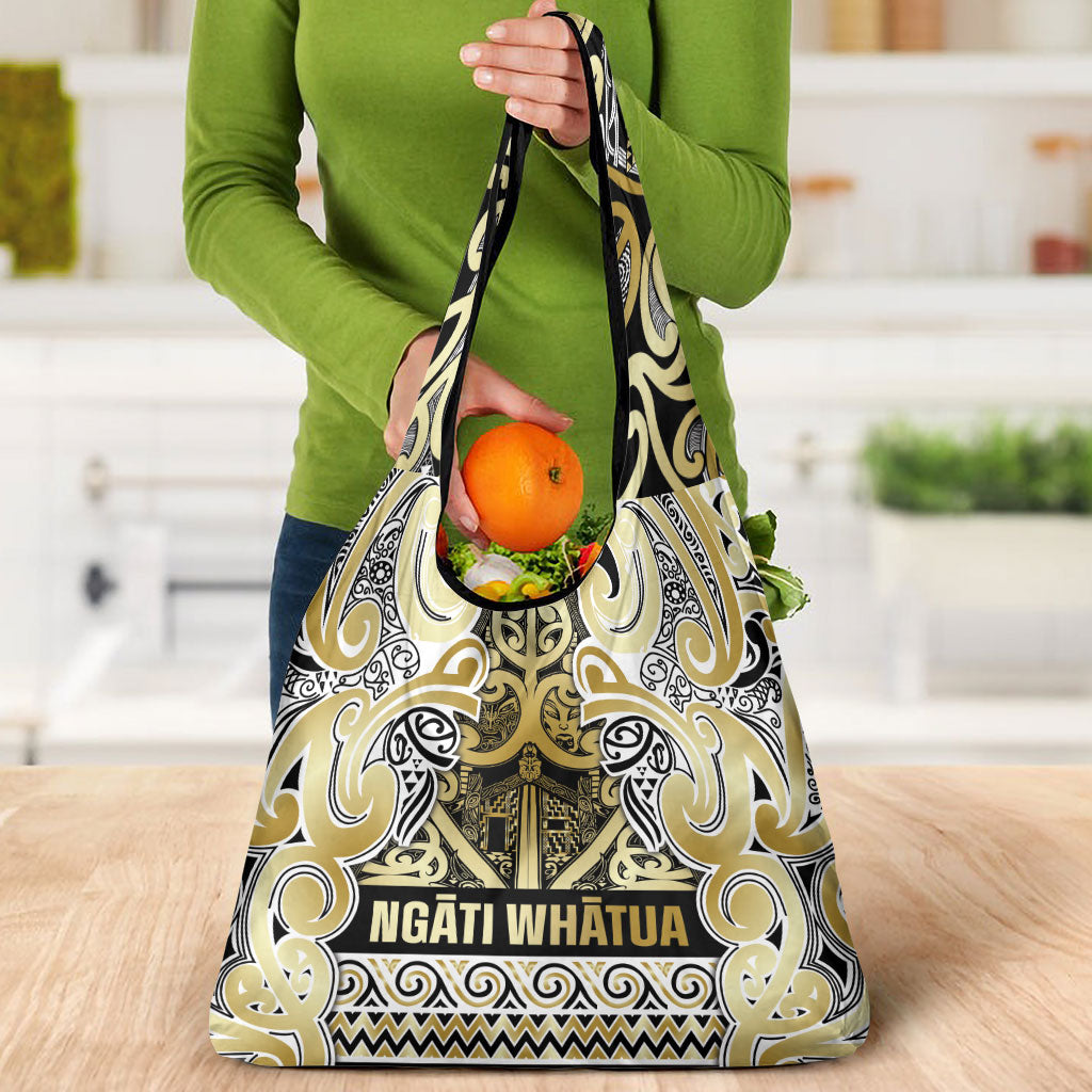 Aotearoa Iwi Ngati Whatua Grocery Bag Maori Wharenui House Tribal Pattern