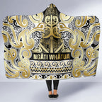 Aotearoa Iwi Ngati Whatua Hooded Blanket Maori Wharenui House Tribal Pattern