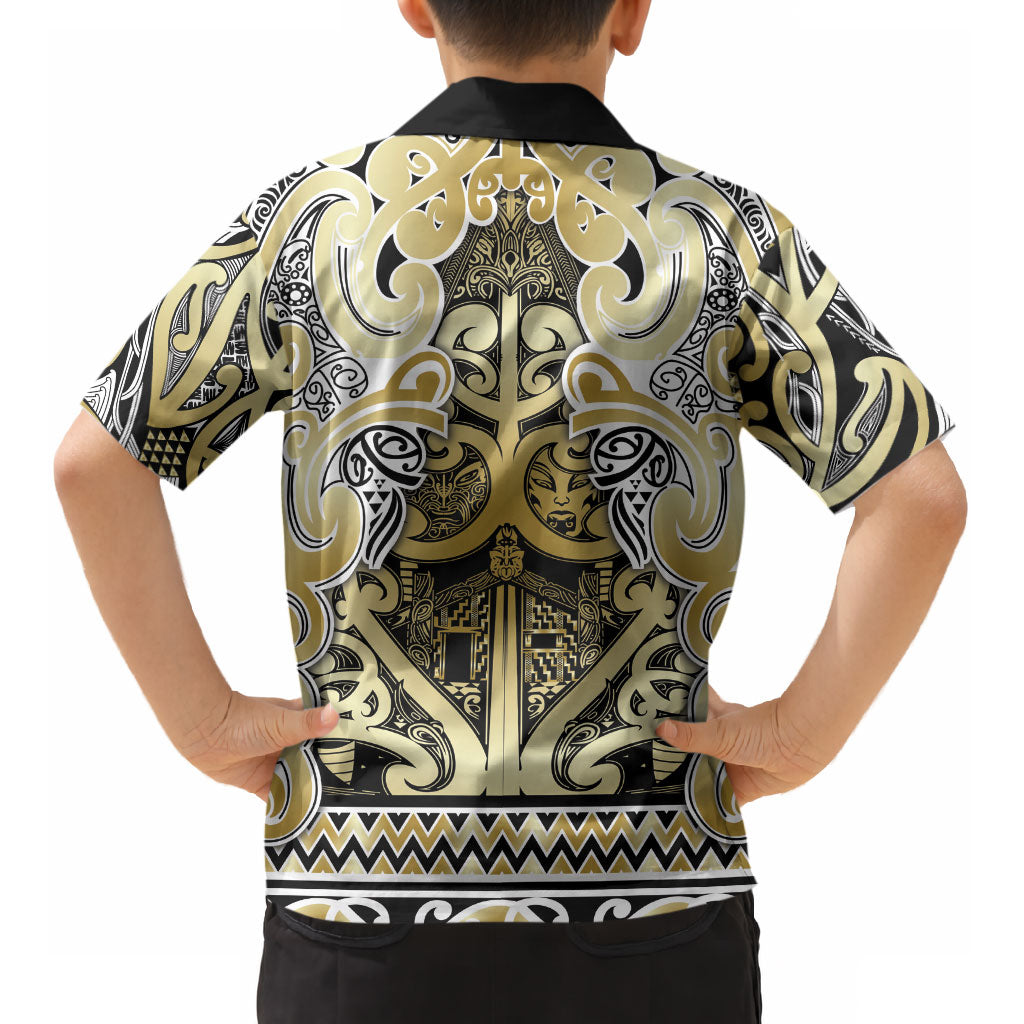 Aotearoa Iwi Ngati Whatua Kid Hawaiian Shirt Maori Wharenui House Tribal Pattern