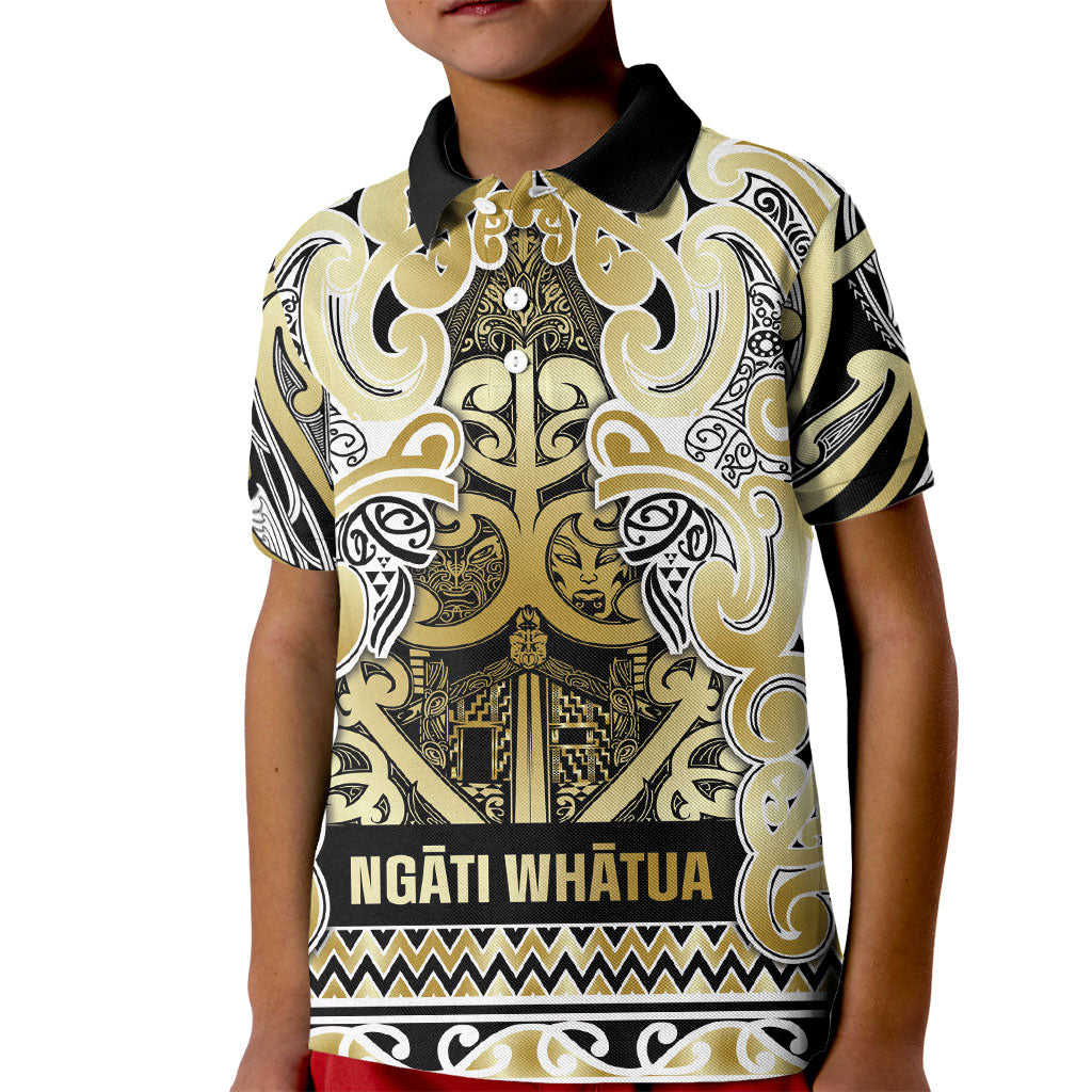Aotearoa Iwi Ngati Whatua Kid Polo Shirt Maori Wharenui House Tribal Pattern