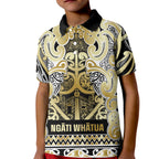 Aotearoa Iwi Ngati Whatua Kid Polo Shirt Maori Wharenui House Tribal Pattern