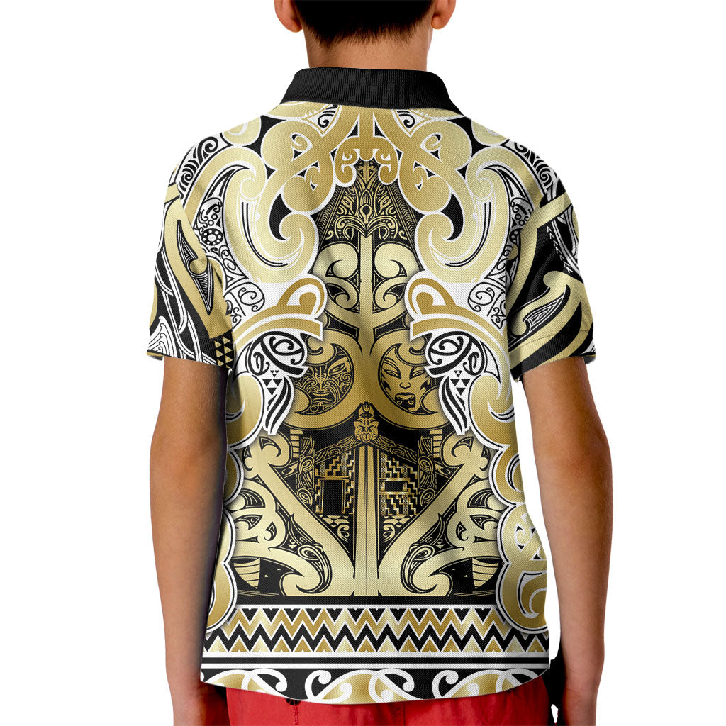 Aotearoa Iwi Ngati Whatua Kid Polo Shirt Maori Wharenui House Tribal Pattern