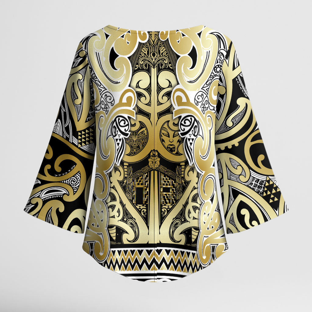 Aotearoa Iwi Ngati Whatua Kimono Sleeve Blouse Maori Wharenui House Tribal Pattern