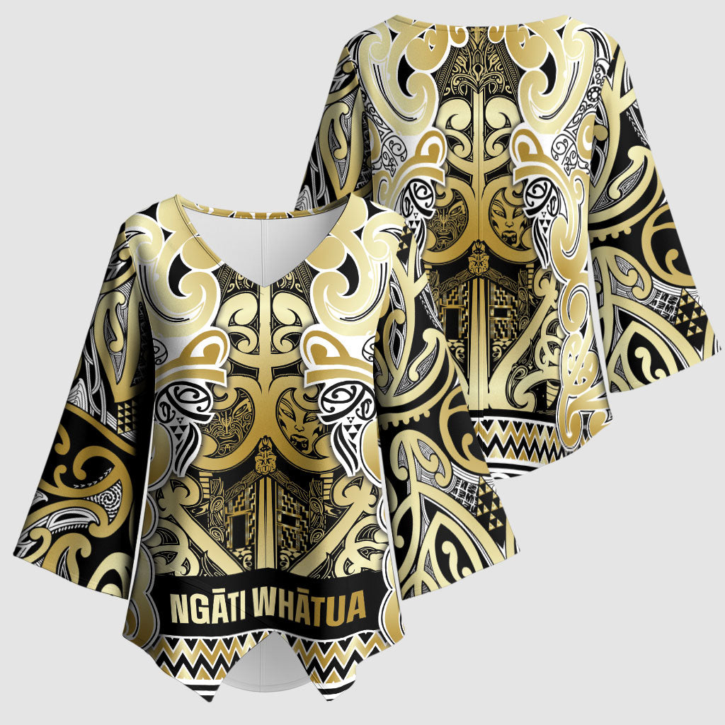 Aotearoa Iwi Ngati Whatua Kimono Sleeve Blouse Maori Wharenui House Tribal Pattern