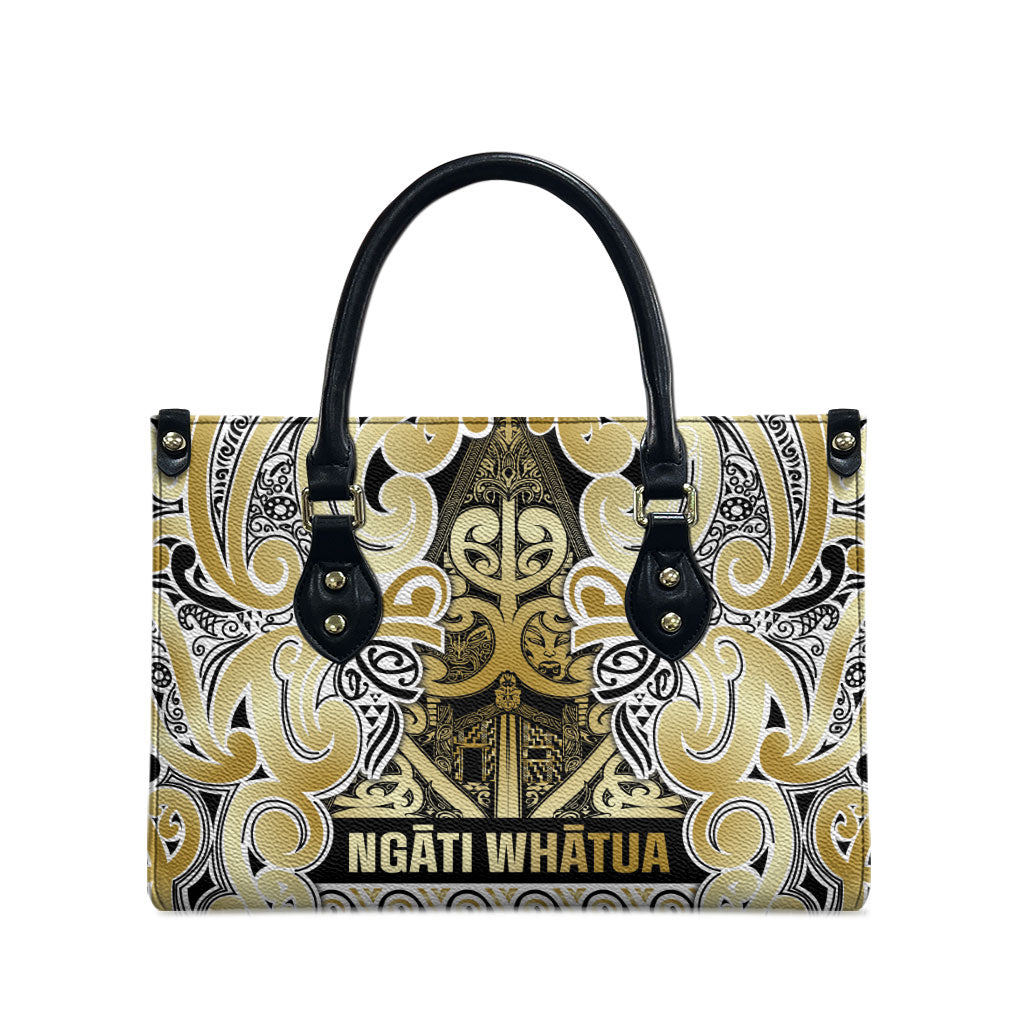 Aotearoa Iwi Ngati Whatua Leather Bag Maori Wharenui House Tribal Pattern